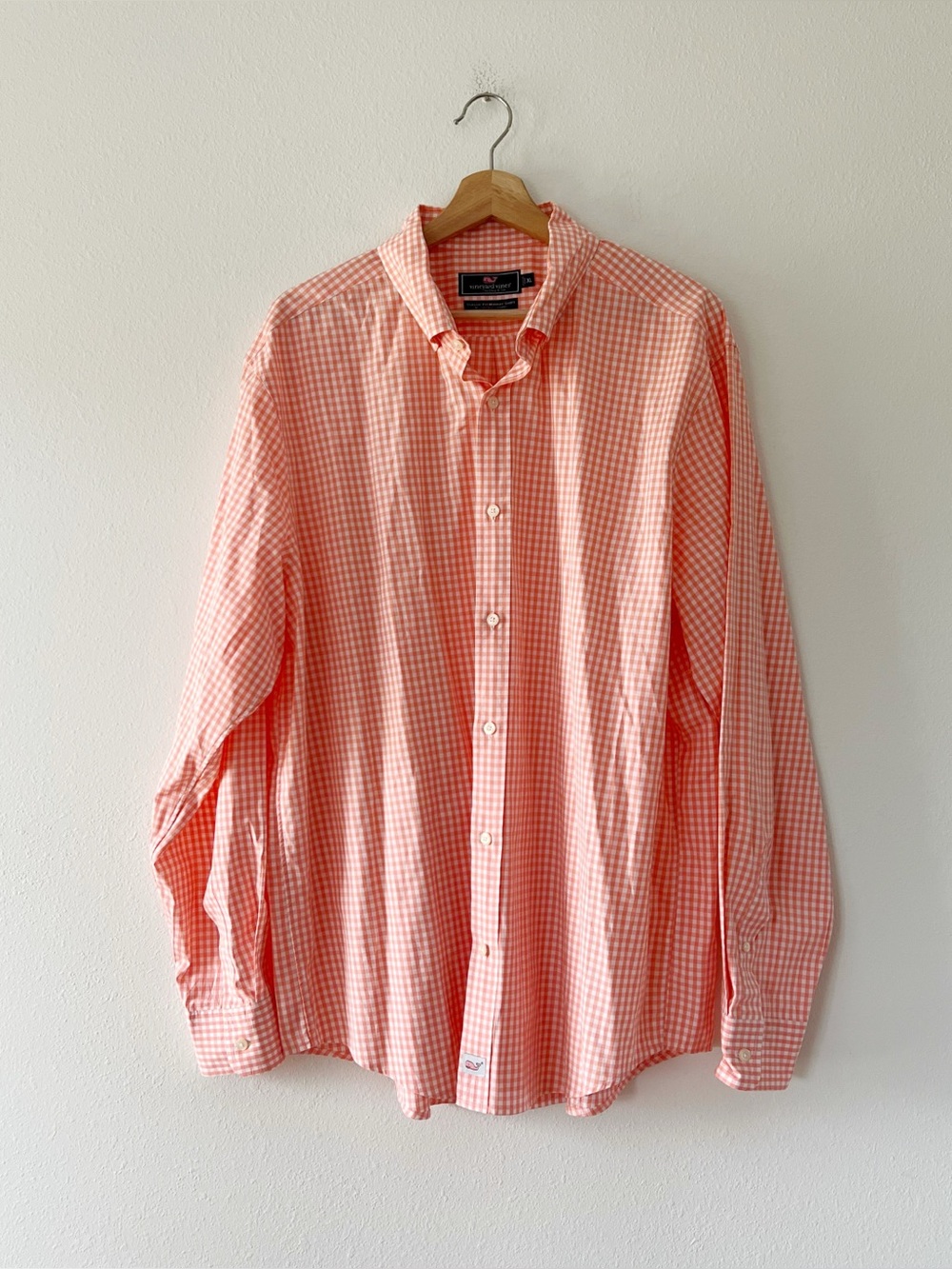VINEYARD VINES | Orange Grid Button Down Shirt | XL